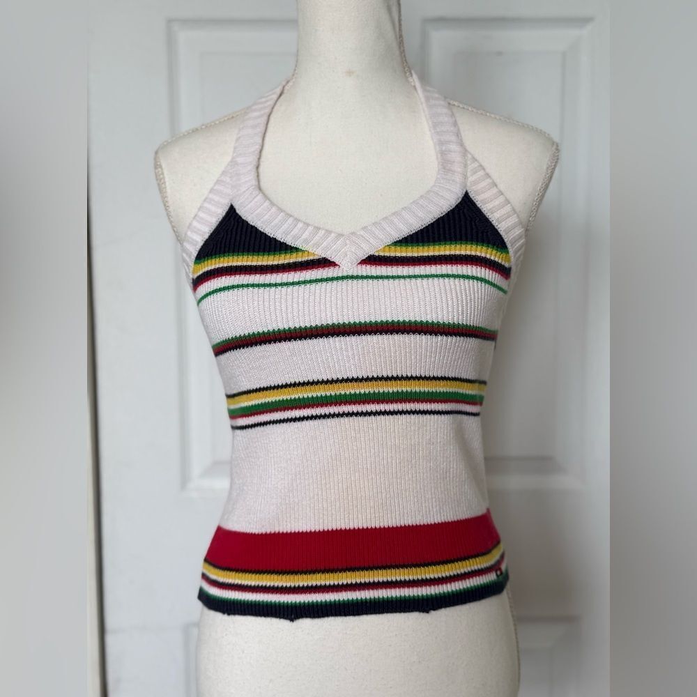 Y2K/ 90s Tommy Hilfiger “Tommy Jeans” Knitted Halter Top Preppy